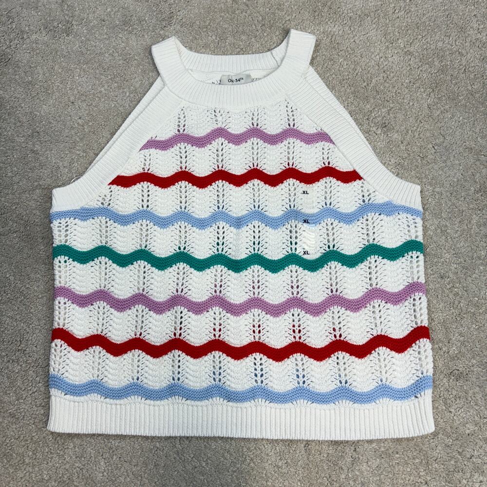 NWT On 34th Women's Zigzag Knit Halter Sweater Tank Top Size XL